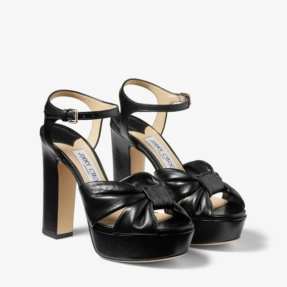 New Jimmy Choo Heloise Black Nappa Leather Platform Sandals 41 $995 - Picture 1 of 14